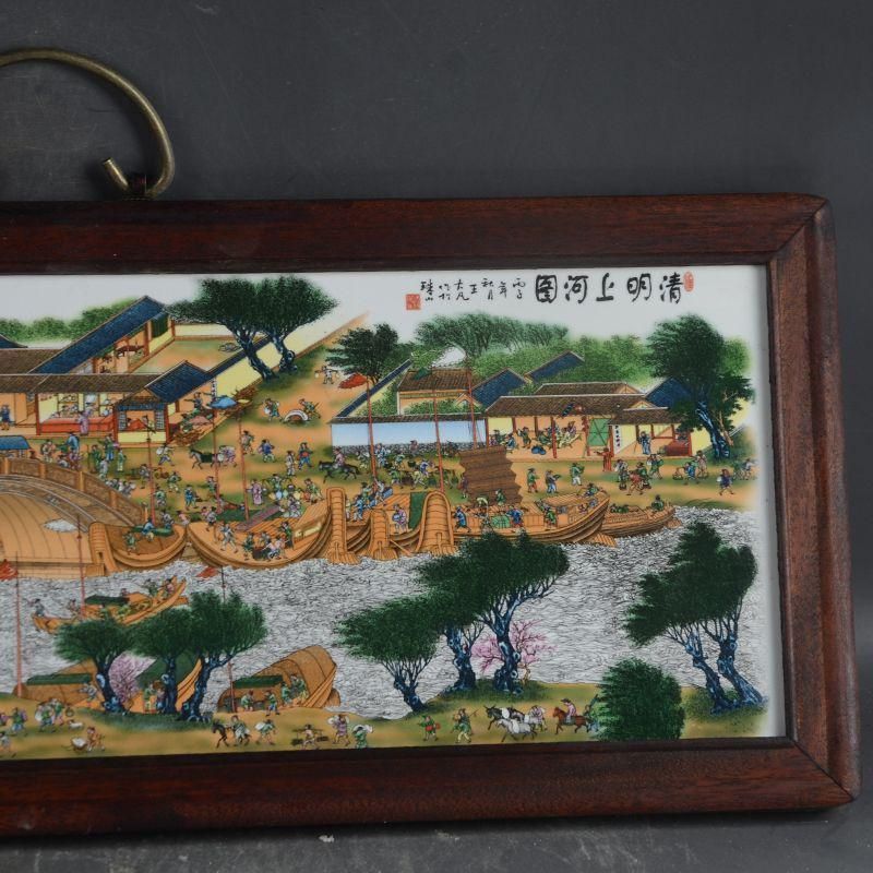 景徳鎮 陶板画清明上河図 応接間 書斎 懸掛 装飾品 現代工芸品 美術品