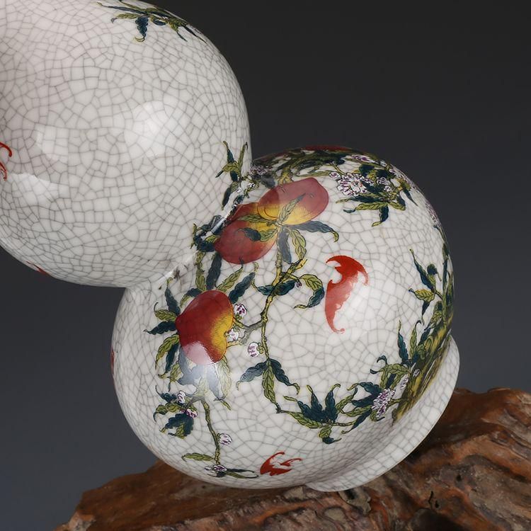 大清乾隆粉彩九桃紋瓢瓶 景徳鎮 陶磁器 装飾品 現代工芸品美術品 置物