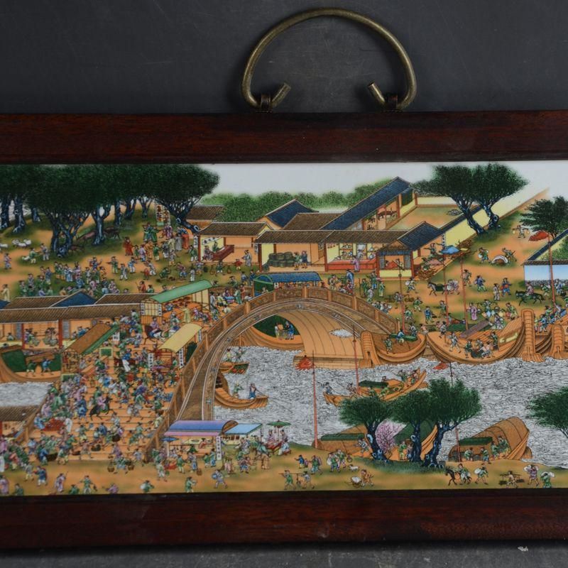 景徳鎮 陶板画清明上河図 応接間 書斎 懸掛 装飾品 現代工芸品 美術品