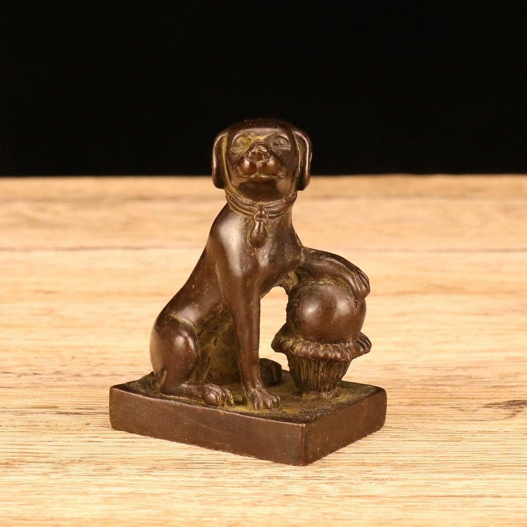 銅制 旺財狗 印章 刻印 文房用品 工芸品 置物 - メルカリ