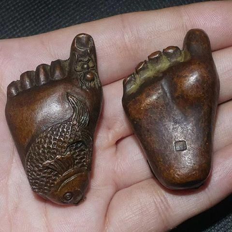 銅 細工 茶道具 香道具 蓋置 置物 知足常楽 つがい 銅製 工芸品美術品