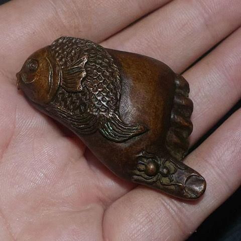 銅 細工 茶道具 香道具 蓋置 置物 知足常楽 つがい 銅製 工芸品美術品