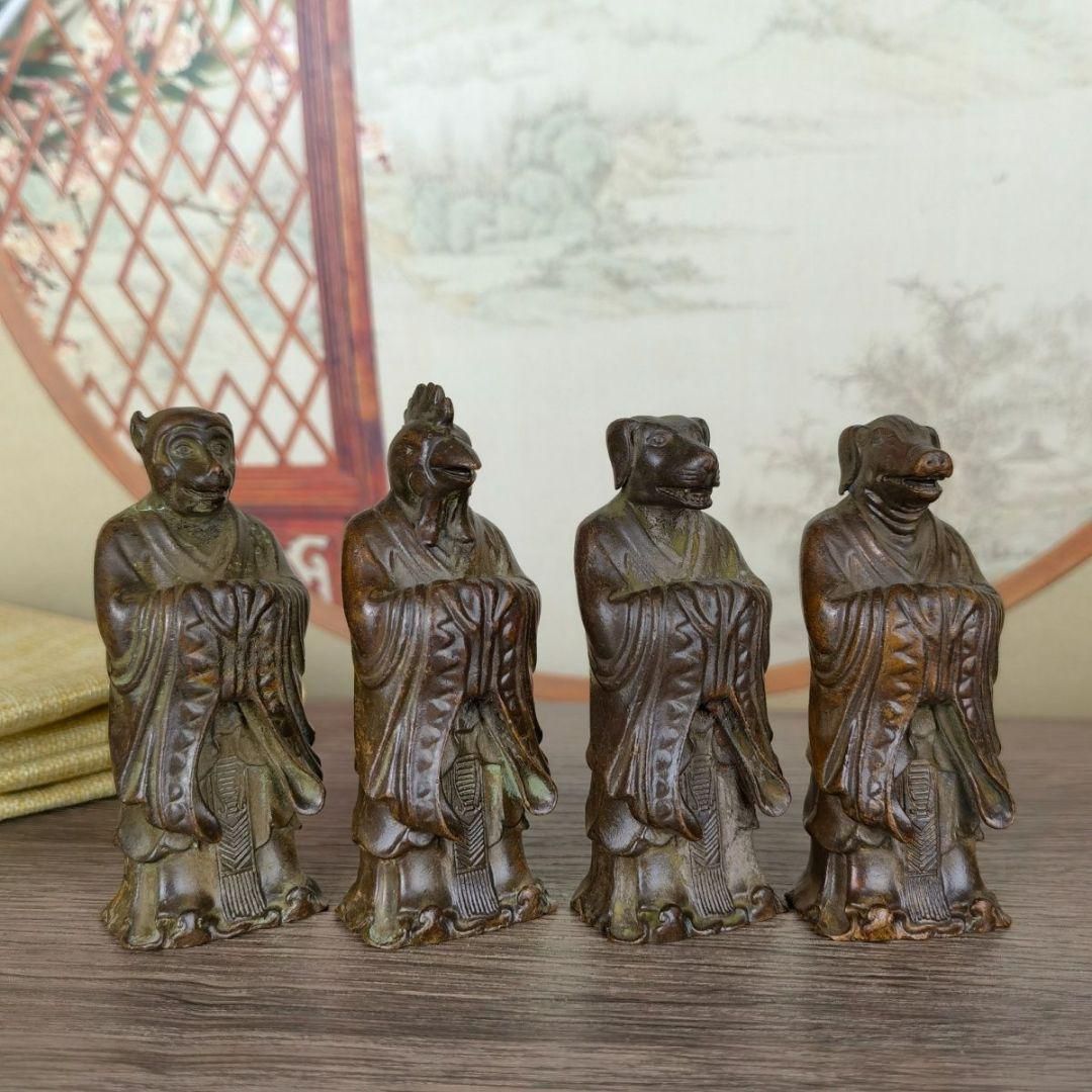 銅製 十二十二干支 茶台 玄関 博古架 装飾品 工芸品 置物 - メルカリ