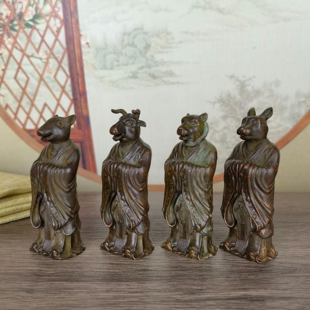銅製 十二十二干支 茶台 玄関 博古架 装飾品 工芸品 置物 - メルカリ