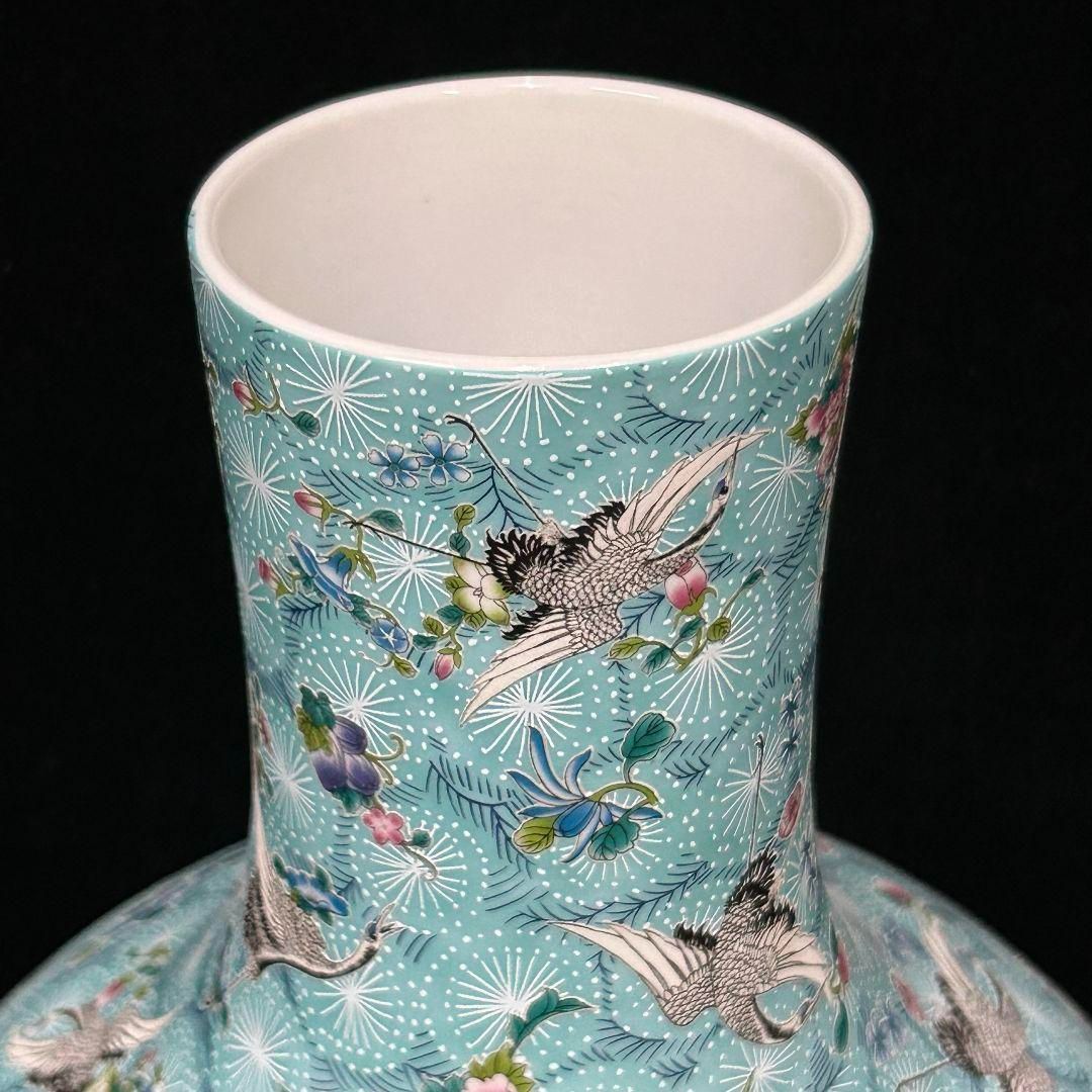 大清雍正夜光磁器百鶴舞う図天球瓶 収蔵品 美品 景徳鎮 現代工芸品