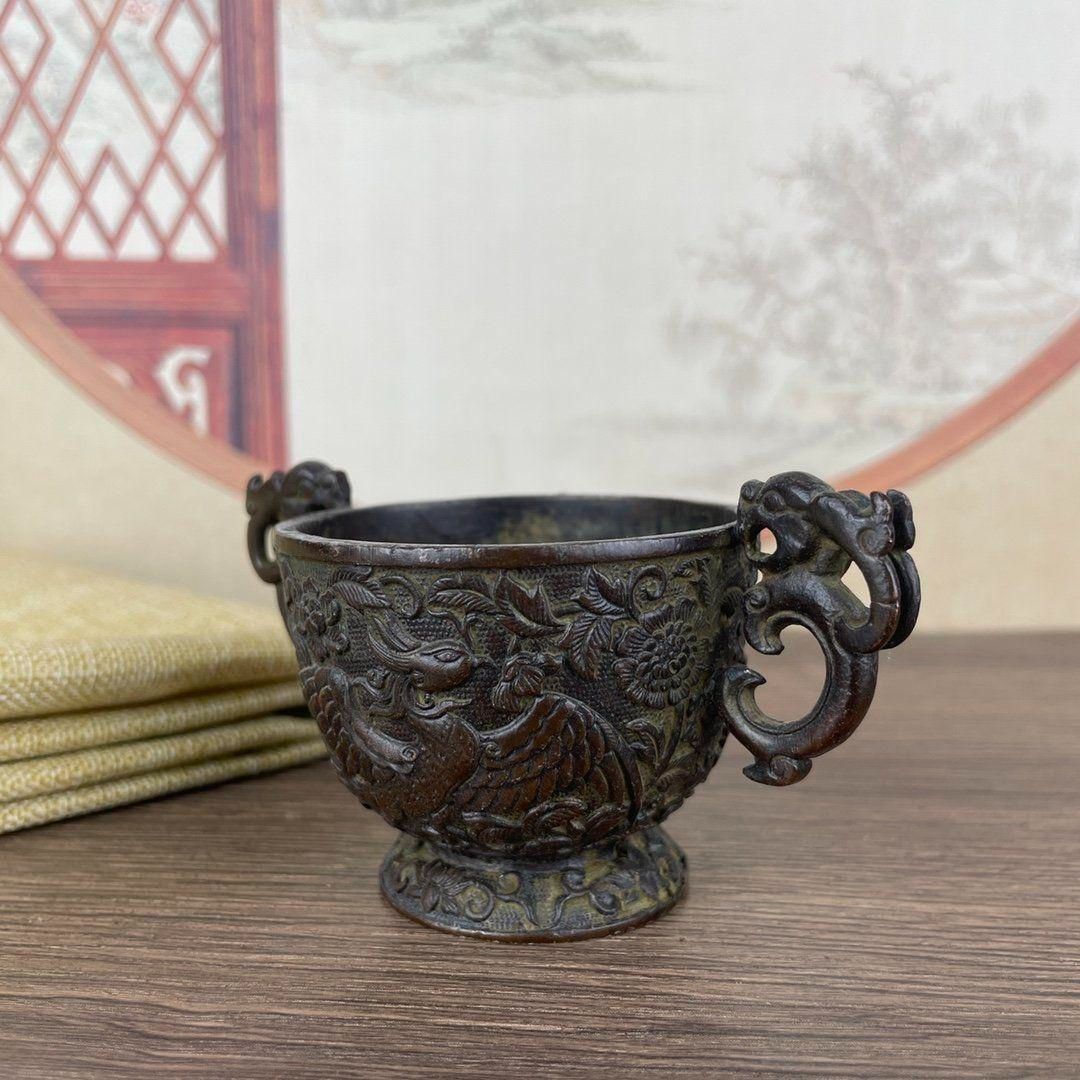 銅細工 龍鳳呈祥杯 装飾品 工芸品 美術品 置物 - メルカリ
