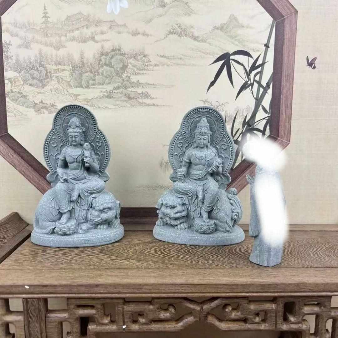 仏教美術 青砂石仏像 文殊普賢仏像 居宅供養 客間 阿弥陀仏 神像