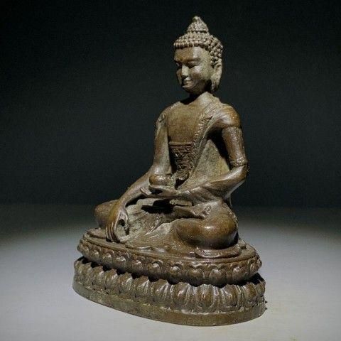 釈迦牟尼仏 仏教美術 釈迦如来坐像 仏像 唐銅 中国 仏具 古銅 - 古玩