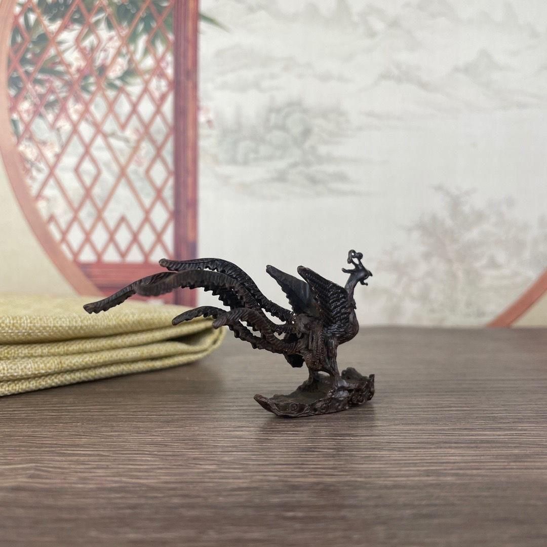 銅 細工 鳳凰 茶道茶寵 鳳凰于飛 吉祥 開運 書架 装飾品 工芸品 置物