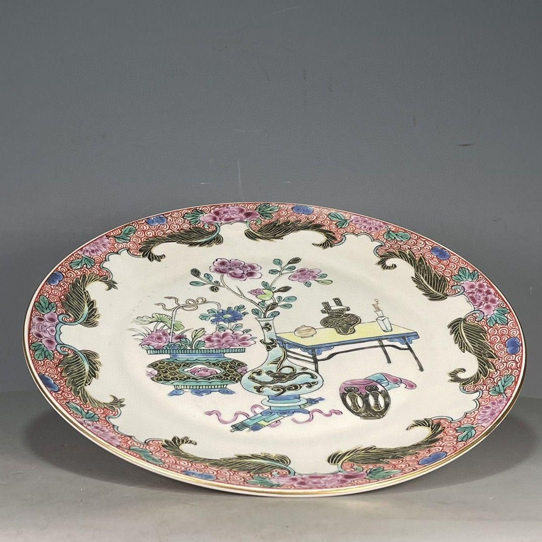 清乾隆五彩花卉図紋茶盤 茶道具 景徳鎮 陶磁器 装飾品 現代工芸品 美術品 置物 清乾隆 五彩花卉図紋賞盤 景徳鎮 陶磁器 装飾品 工芸品 美術品 置物