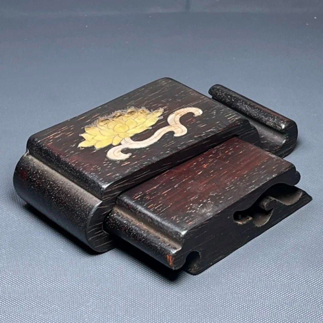紫檀 象嵌貝殻 墨床 机面置物 筆架文房置物·案頭筆棚 書道具現代工芸品美術品 檀木 象嵌貝殻 墨床 机面 筆架文房置物・案頭 筆棚 書道具 現代工芸品