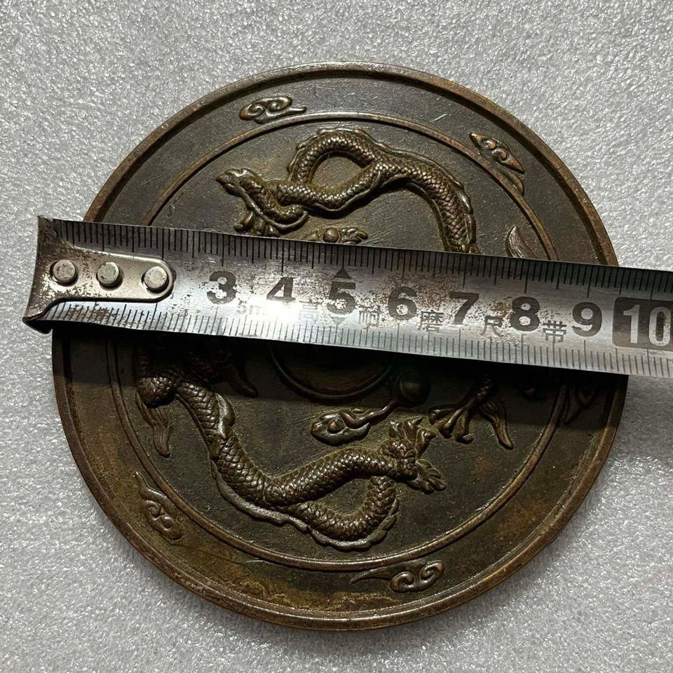 銅製 九龍戯珠 銅鏡 圧腰鏡 九龍護身鏡 婚儀円鏡 置物 銅製 九龍戯珠