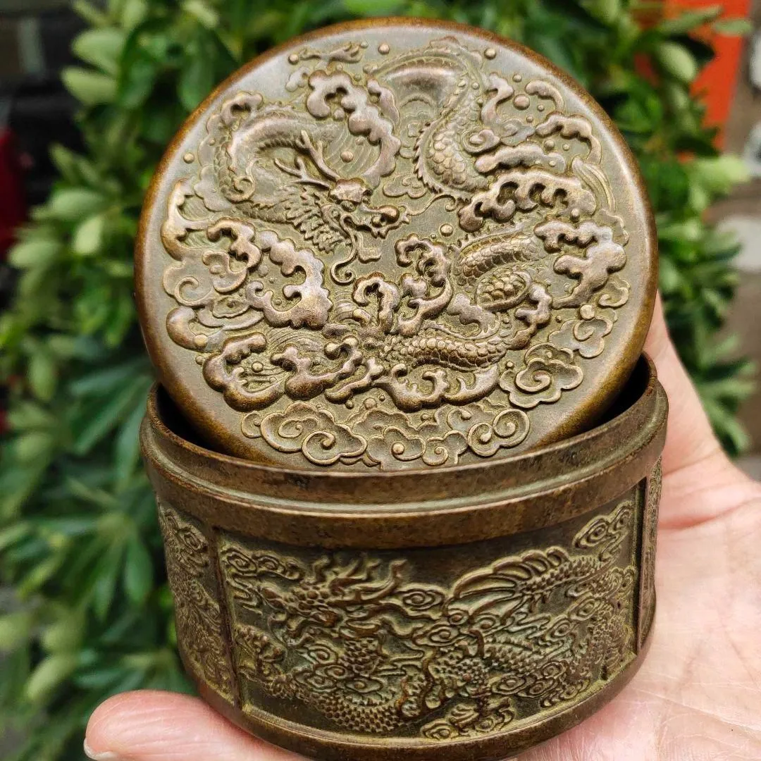 銅 細工 茶道具 竜紋お茶の缶 工芸品 美術品 置物 銅 細工 茶道具 竜紋お茶の缶 工芸品 美術品 置物