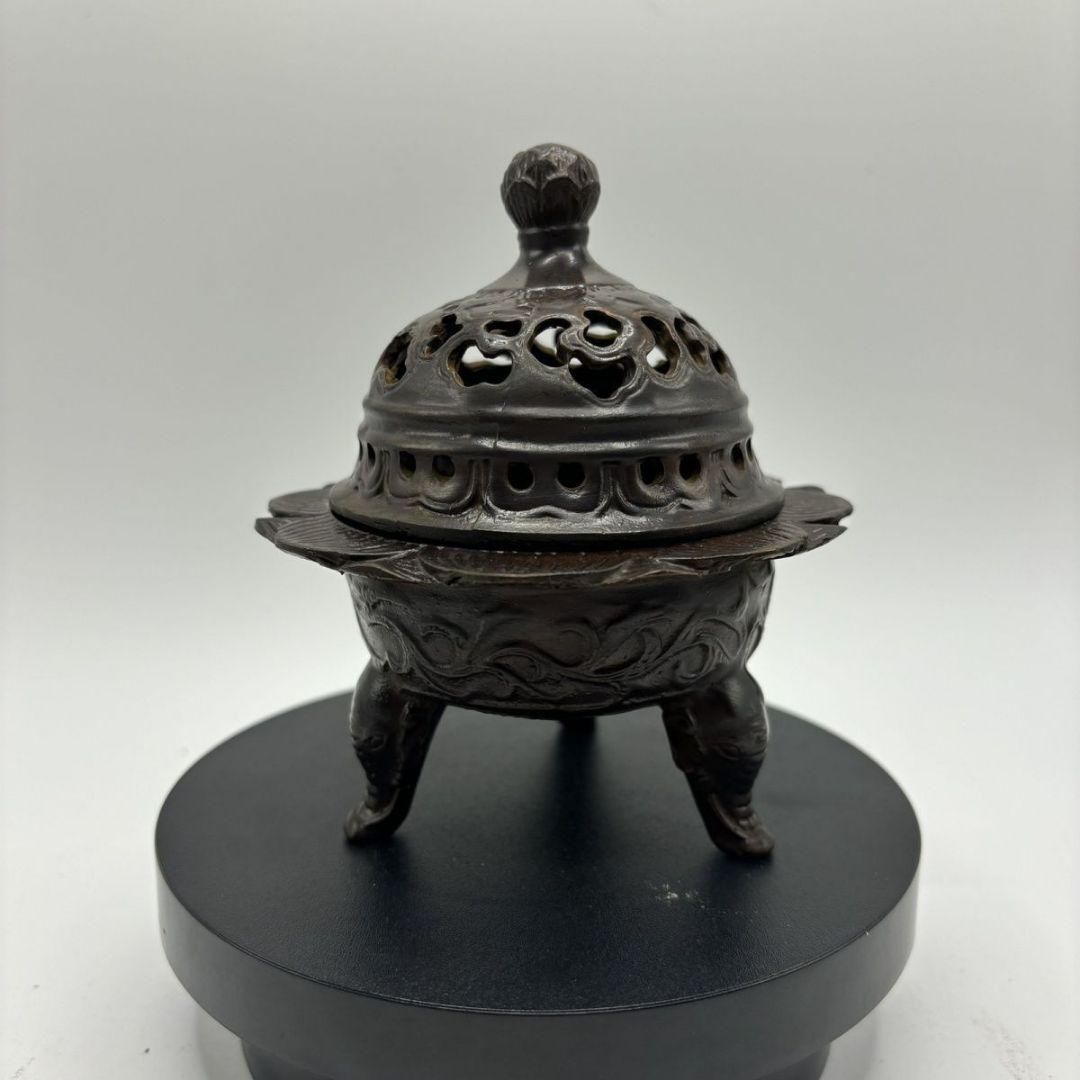 銅 細工 茶道具 香道具 蓋置 蓮華薫香炉 装飾品 現代工芸品美術品 置物