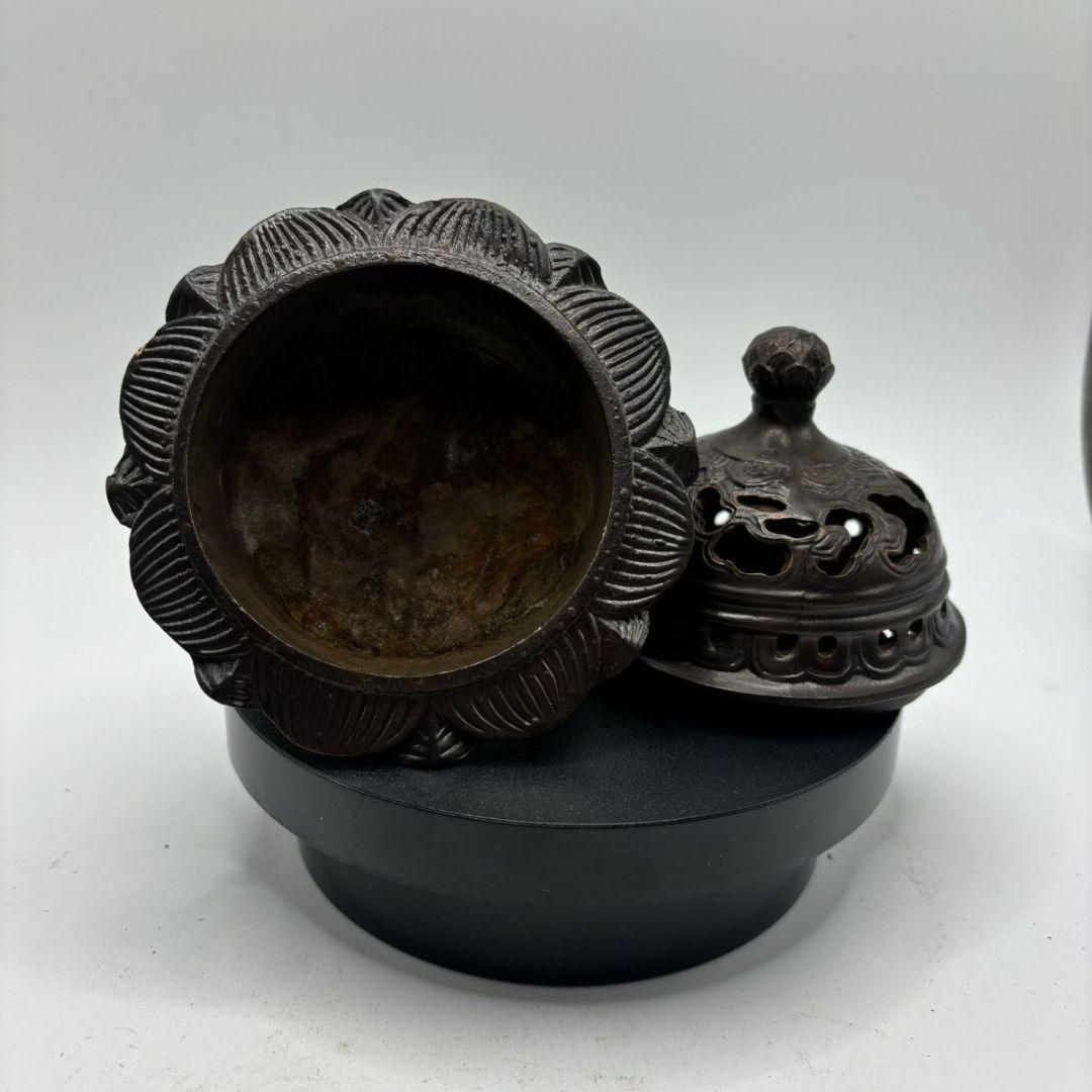 銅 細工 茶道具 香道具 蓋置 蓮華薫香炉 装飾品 現代工芸品美術品 置物