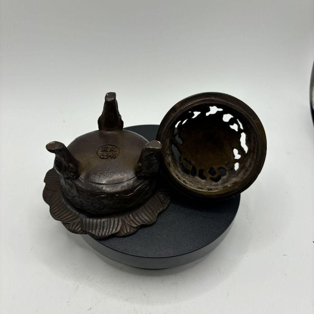 銅 細工 茶道具 香道具 蓋置 蓮華薫香炉 装飾品 現代工芸品美術品 置物