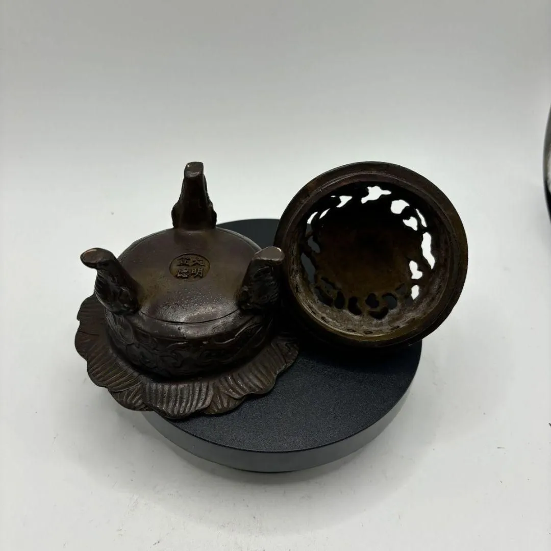 銅製 蓮華炉 香道具 燻香炉 装飾品 工芸品 置物 銅製 蓮華炉 香道具 燻香炉 装飾品 工芸品 置物 鶴の蓮華炉 香炉 香