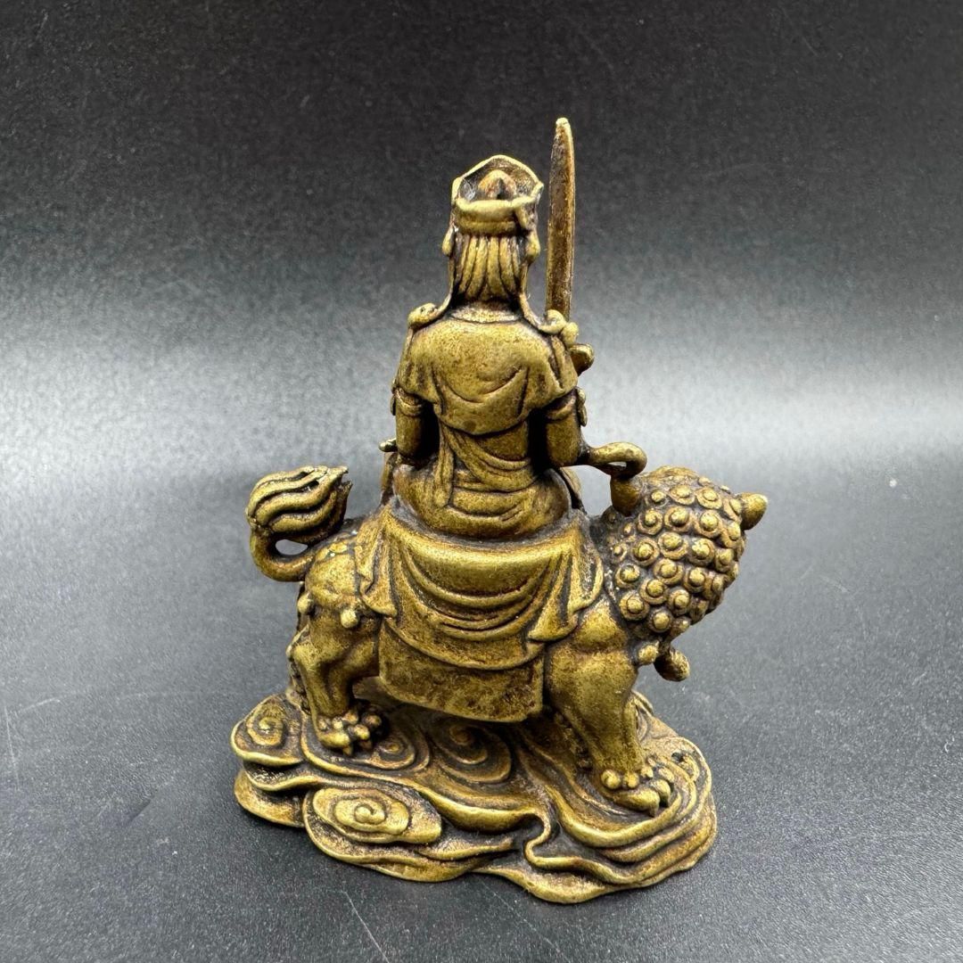 仏教美術 仏像 小仏像 青獅子文殊菩薩坐像 銅製品 置物 - メルカリ