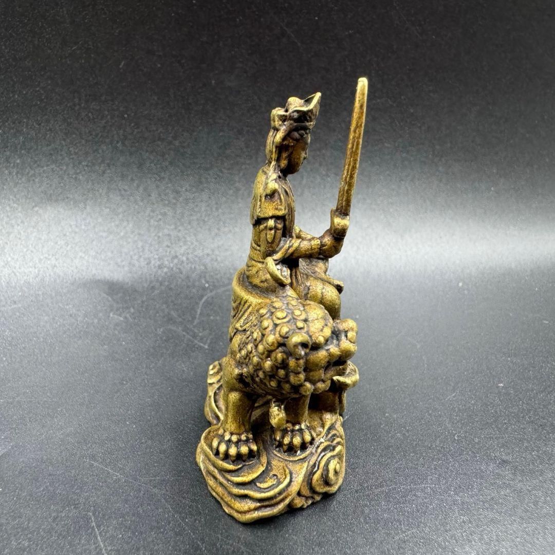 仏教美術 仏像 小仏像 青獅子文殊菩薩坐像 銅製品 置物 - メルカリ