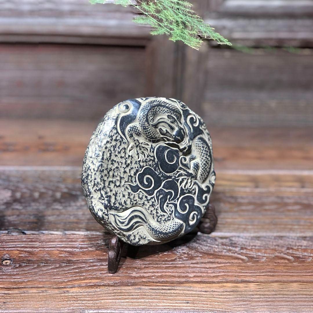 浮彫 竜騰四海 壺承 台 家内 茶室 客間 工芸品 置物 - メルカリ