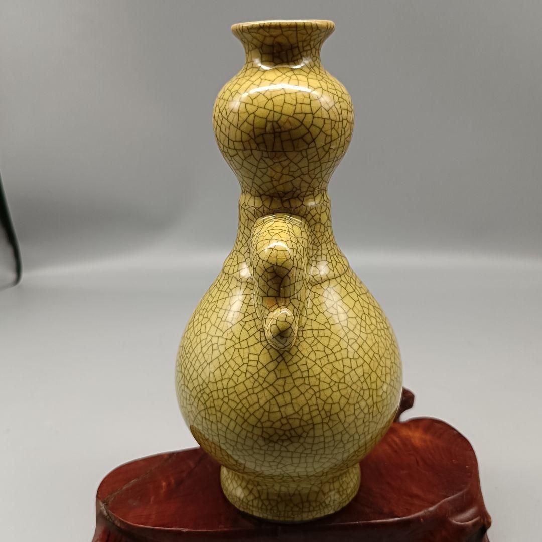 宋哥窯黄釉開片瓢瓶 景徳鎮 陶磁器 装飾品 工芸品 美術品 置物 【公式