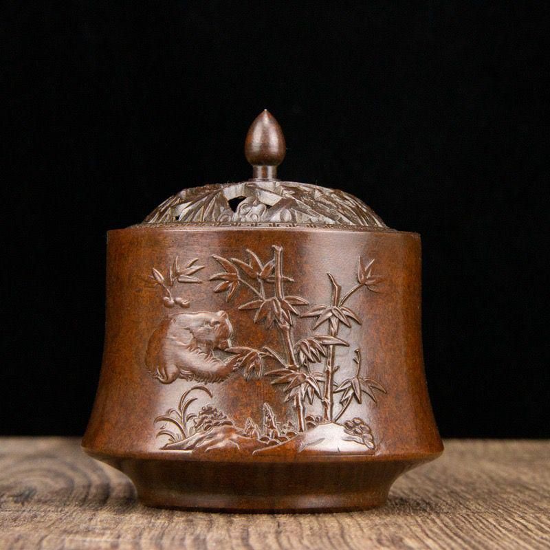 パンダ文竹薫香炉 香道具　蓋置 工芸品 美術品 置物 パンダ文竹薫香炉 香道具 蓋置 工芸品 美術品 置物 - メルカリ