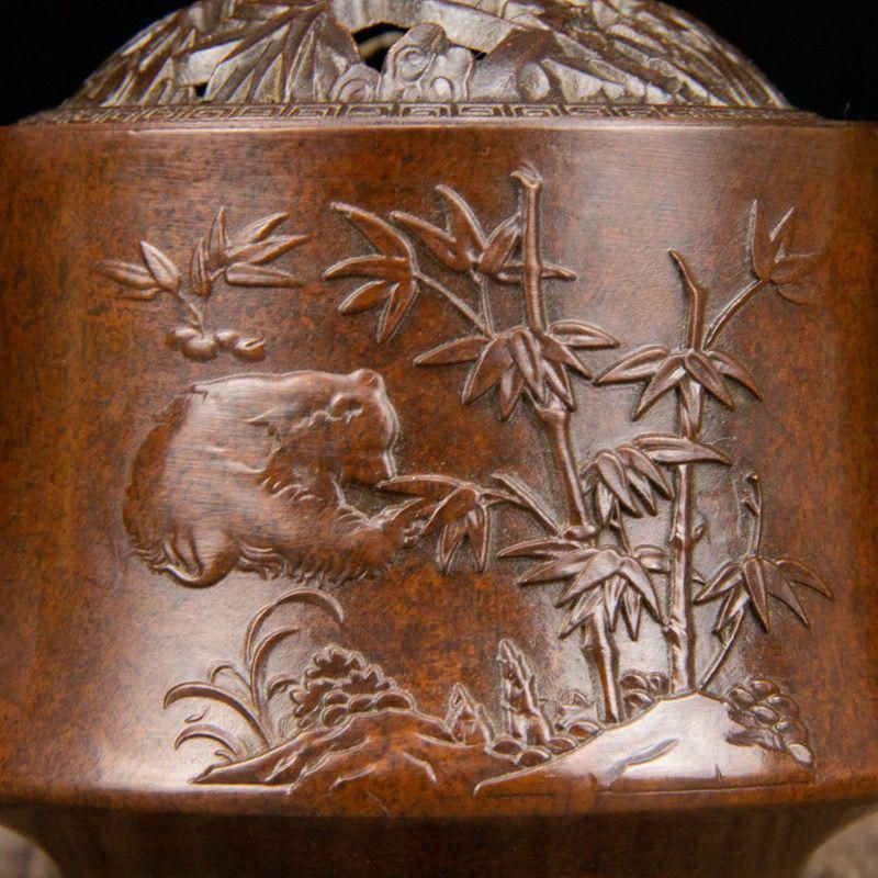 パンダ文竹薫香炉 香道具 蓋置 工芸品 美術品 置物 - メルカリ