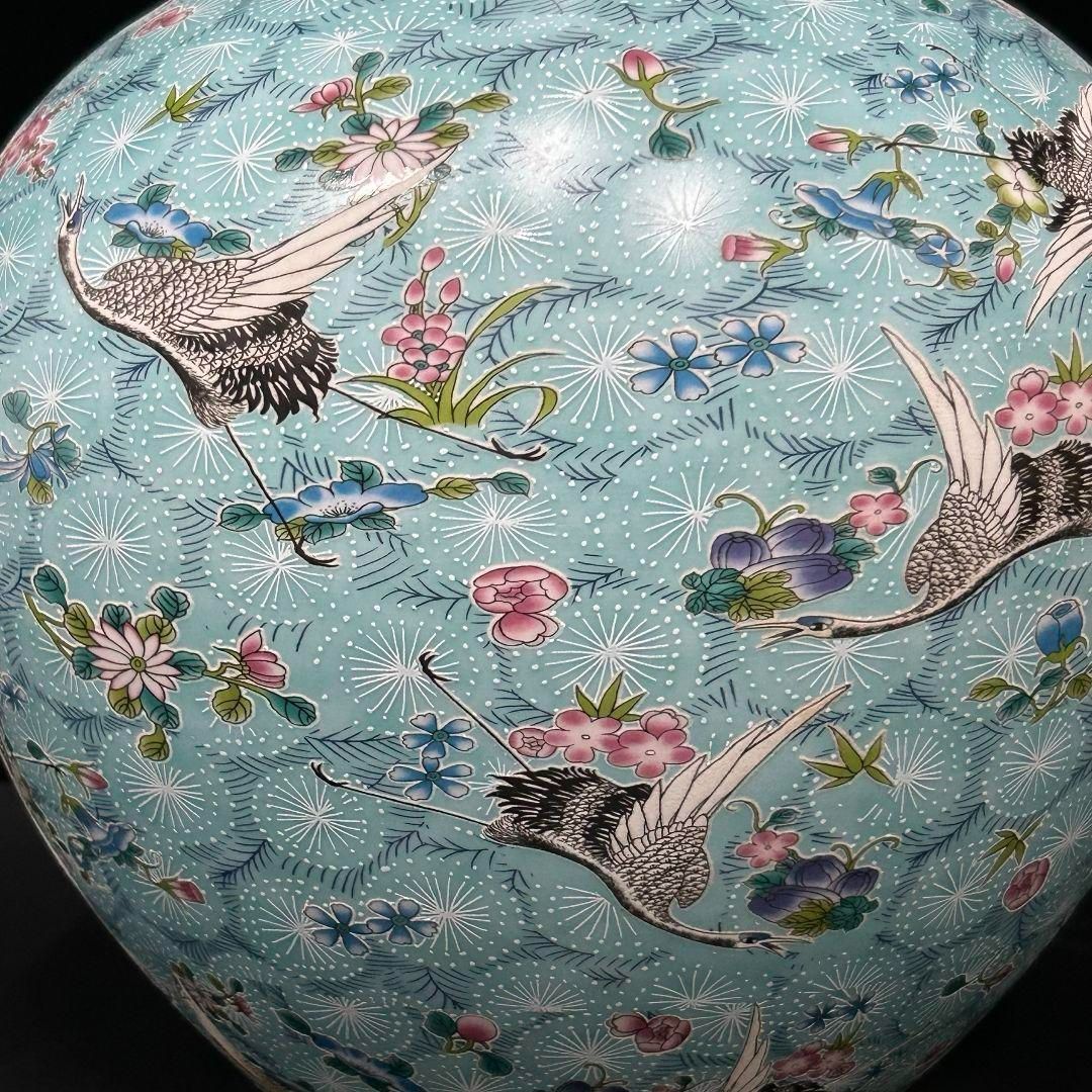 大清雍正夜光磁器百鶴舞う図天球瓶 収蔵品 美品 景徳鎮 現代工芸品