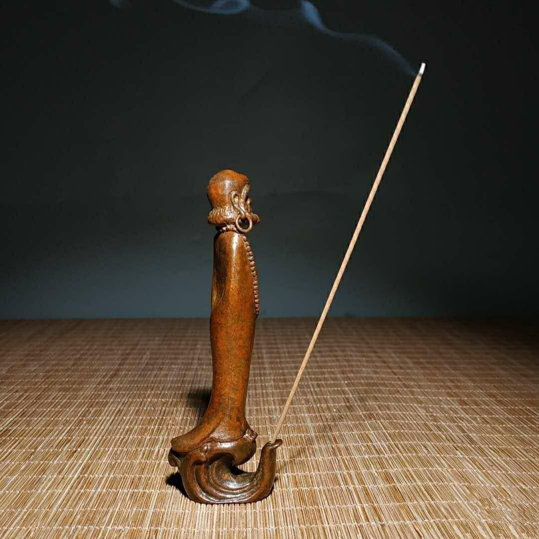 銅 細工 茶道具 香道具 達磨祖師香挿 茶寵 工芸品 美術品 置物 - メルカリ