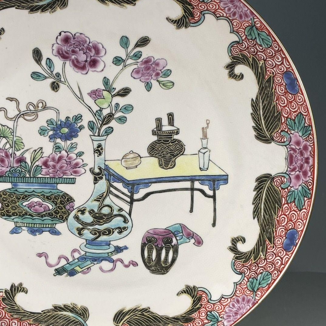 清乾隆 五彩花卉図紋賞盤 景徳鎮 陶磁器 装飾品 工芸品