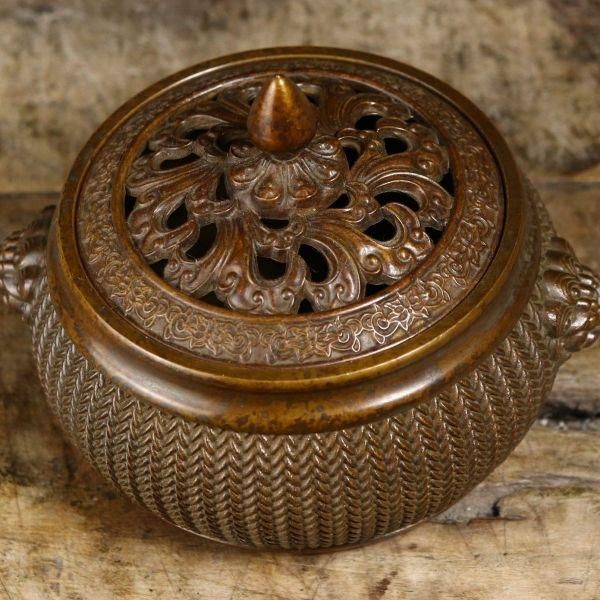 銅器 蘇工 竹編香薫炉 銅香炉 茶道香薫炉 香道具 装飾品 工芸品 置物 蘇工 銅器 竹編香薫炉 工芸品 美術品 置物