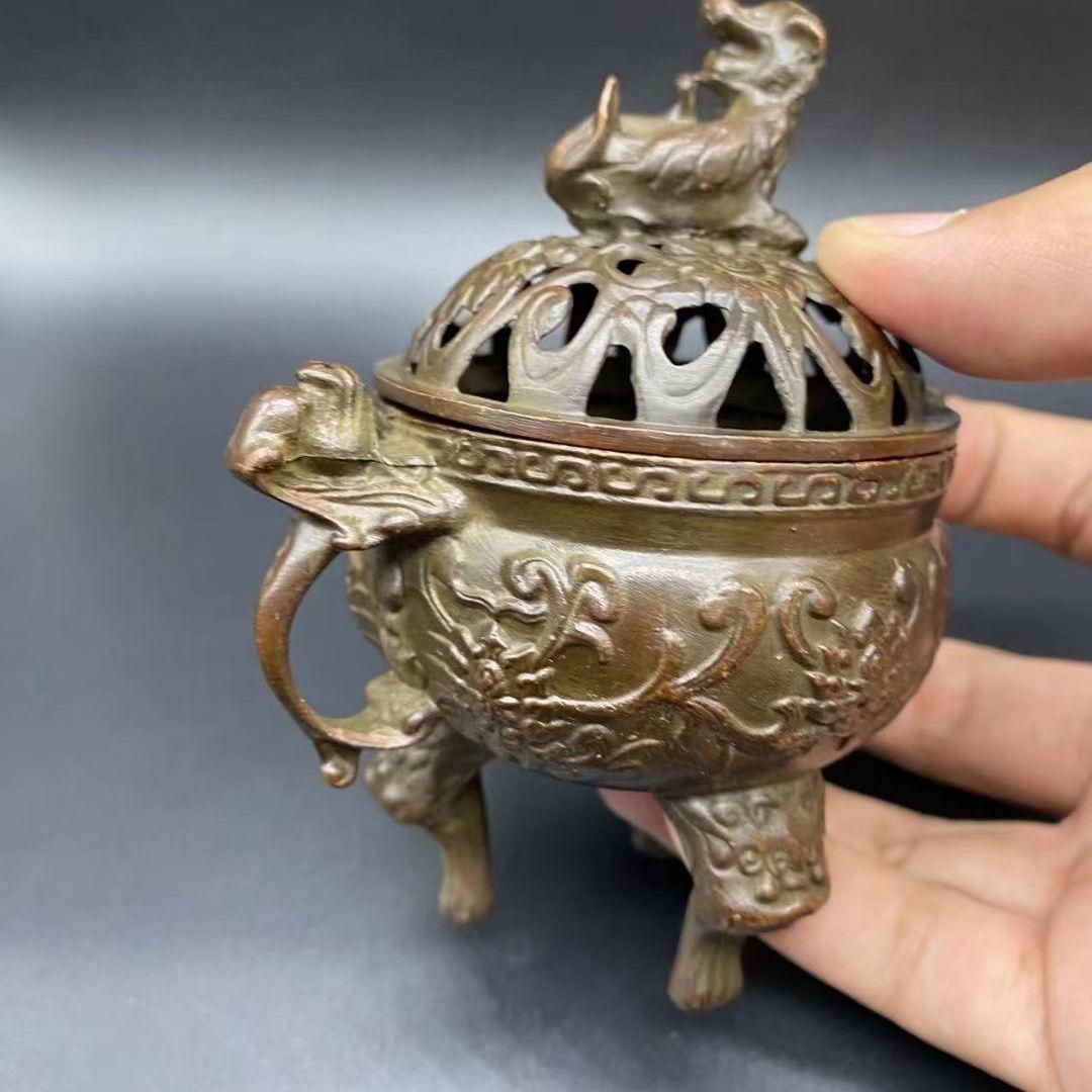 美術品・アンティーク・コレクション 瑞獣獅子銅香炉 香道具 工芸品