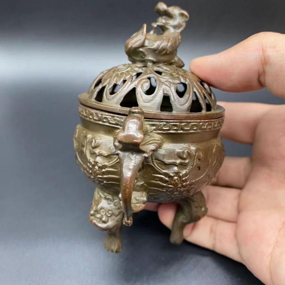 美術品・アンティーク・コレクション 瑞獣獅子銅香炉 香道具 工芸品