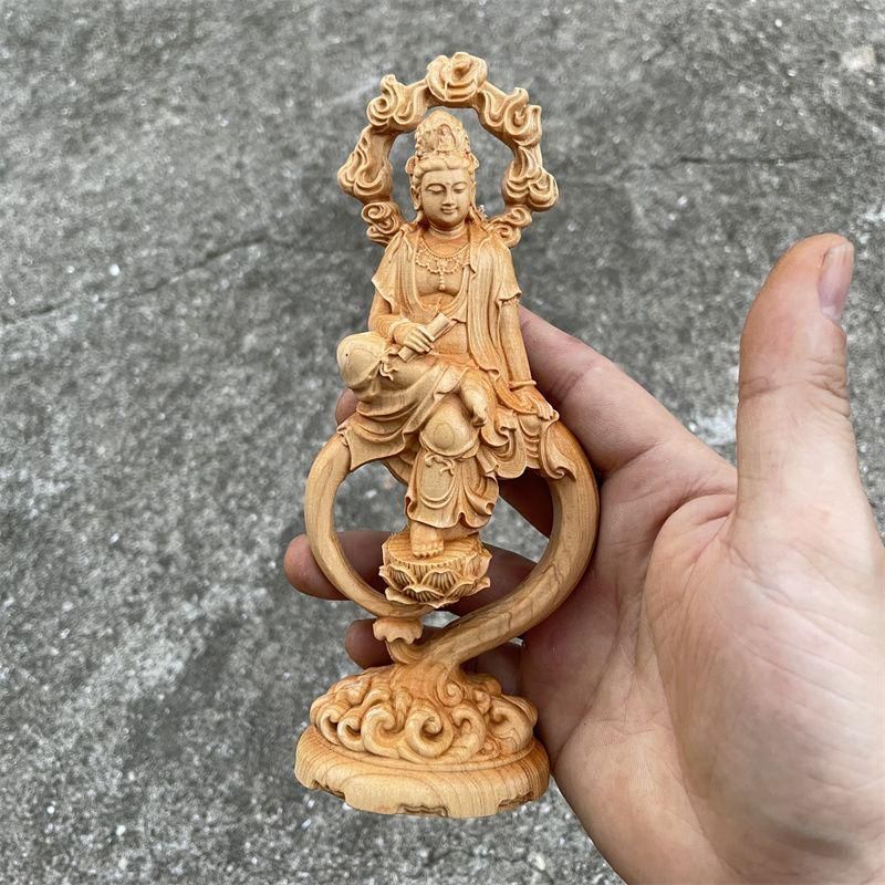 新品 置物 開運 仏像 高級天然木彫り 持経自在観音 風水 置物 - メルカリ