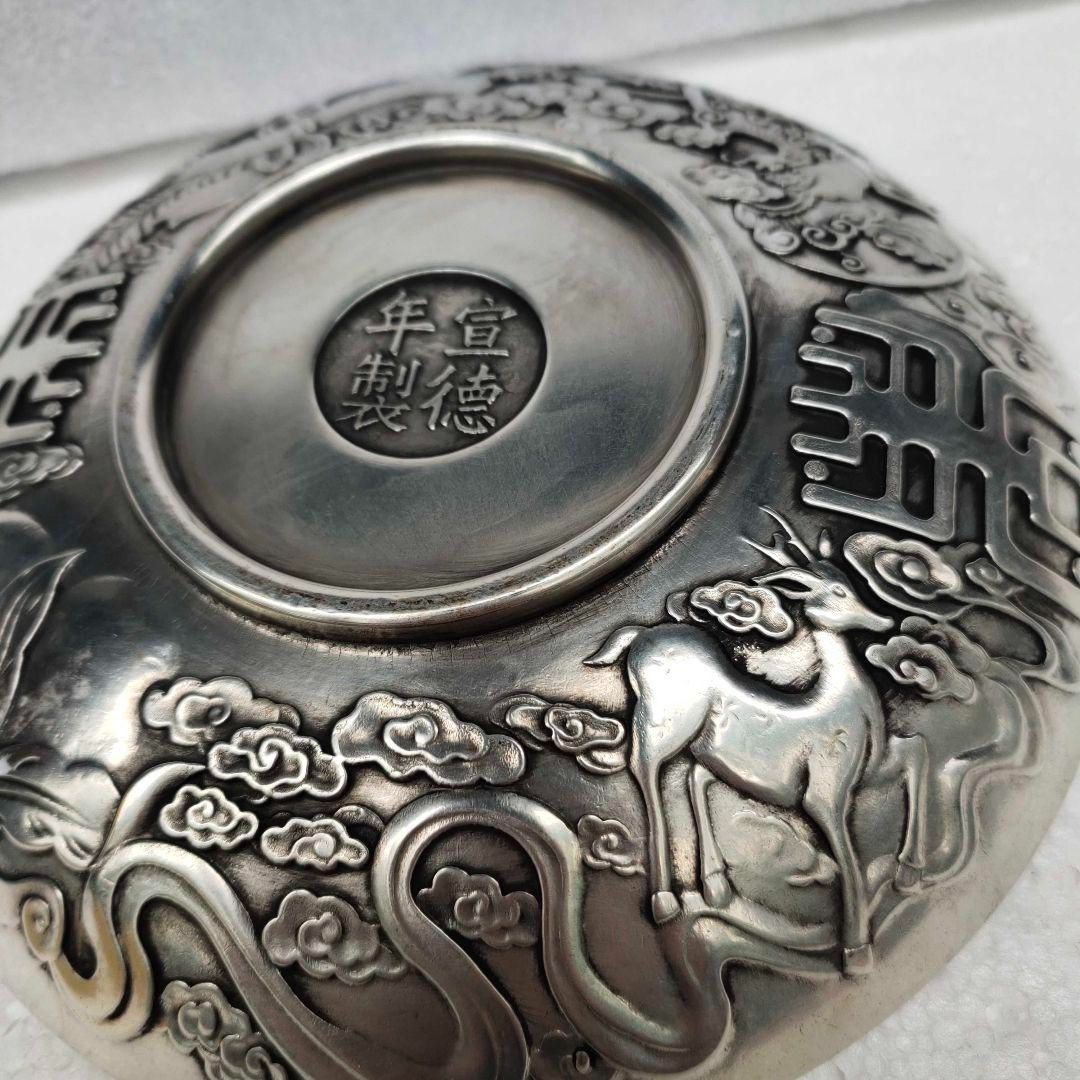 銅器 重工 彫刻 祥雲瑞獣麒麟銅盤 装飾品 工芸品 美術品 置物 - メルカリ