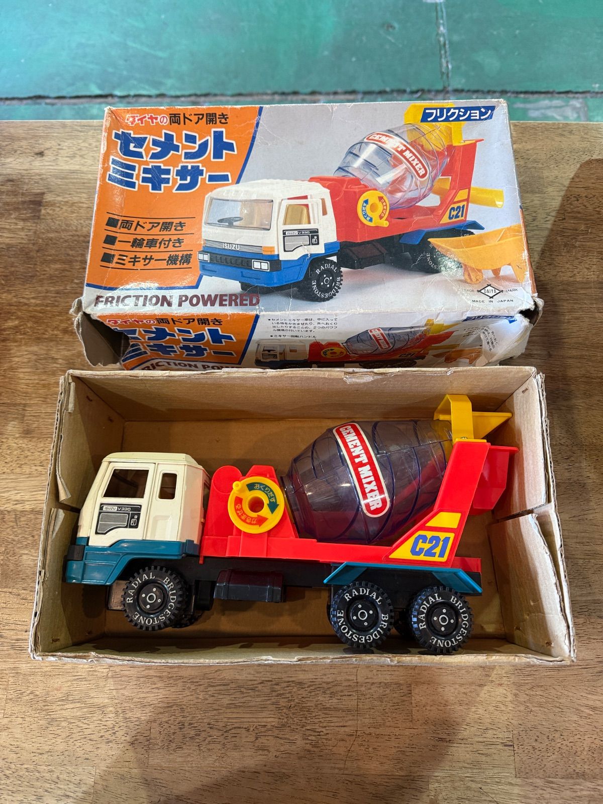 フリクション ISUZU ダイヤ ミキサー ダイヤ 両開き DAIYA 日本製 ISUZU セメントミキサー車 玩具 レトロ 車