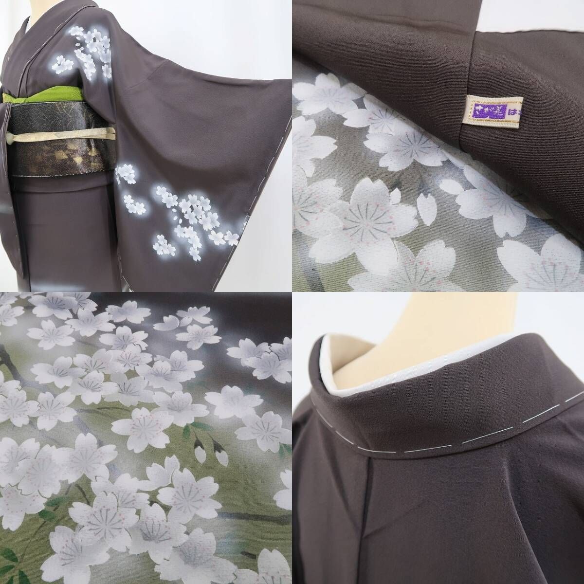 ❁tomihisa❁新品 さが美謹製 桜 着物 正絹 仕付け糸付“桜と共に浴びる