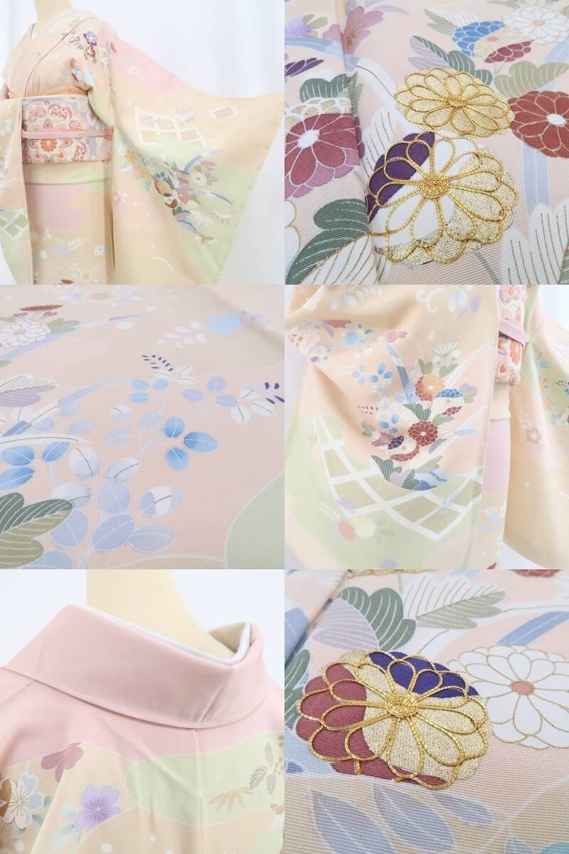 新品 金駒刺繍 御所車 着物 正絹 仕付け糸付 トールサイズ 訪問着 6773 新品 華文 金駒刺繍 着物 正絹 仕付け糸付 トールサイズ 訪問着 4487