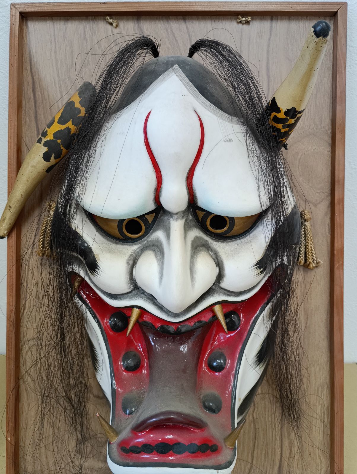 A21-12 神楽面（顔サイズ40㎝） お面 角付き 広島神楽 - メルカリ