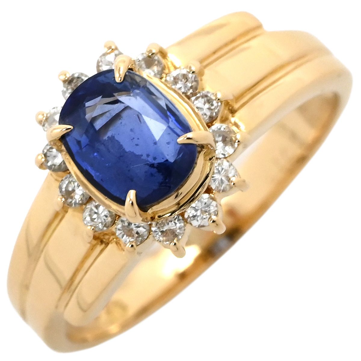 リング 指輪 ブルーサファイア ダイヤリング K18YG サファイア