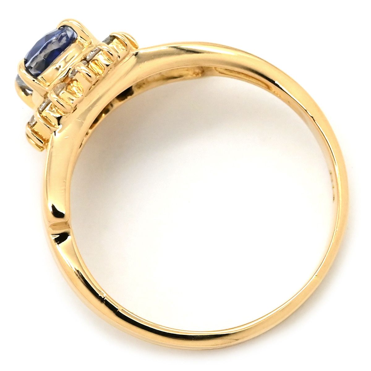 K18 18金　天然ブルーサファイア　750イエローゴールド　ダイヤ　リング K18 18金 天然ブルーサファイア 750イエローゴールド ダイヤ リング