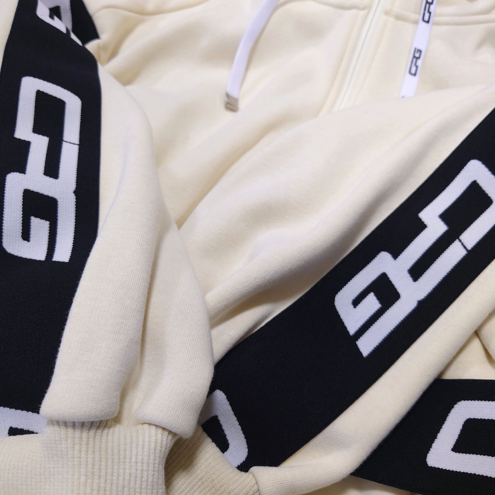 美品 CPG GOLF ベルト付き ワンピース 裏起毛 ロング丈 パーカー ホワイト