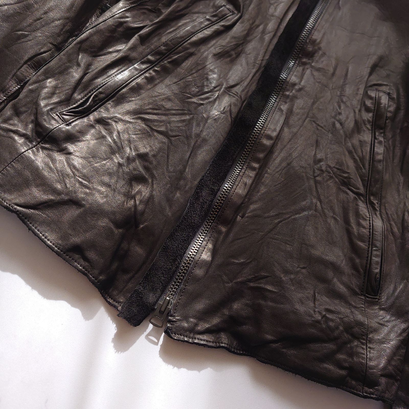 定価10万 受注品 洗える Sisii ライダースジャケット 牛革 茶 レザー