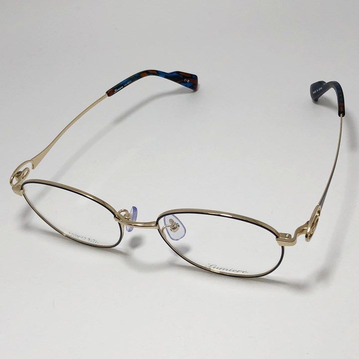 [ Lumiere ] ルミエール Lm5011-2-49 ネイビー ゴールド 軽量 おしゃれ 眼鏡 メガネ レディース 日本製 / made in Japan リビジョン製レンズでお好きなサングラス作成可能 Lumiere ] ルミエール Lm5011-2-49 軽量 おしゃれ 眼鏡 メガネ