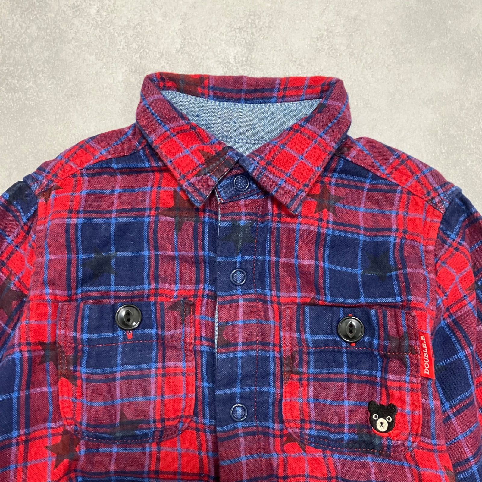 ミキハウス ダブルビー 長袖シャツ チェック柄 100サイズ キッズ