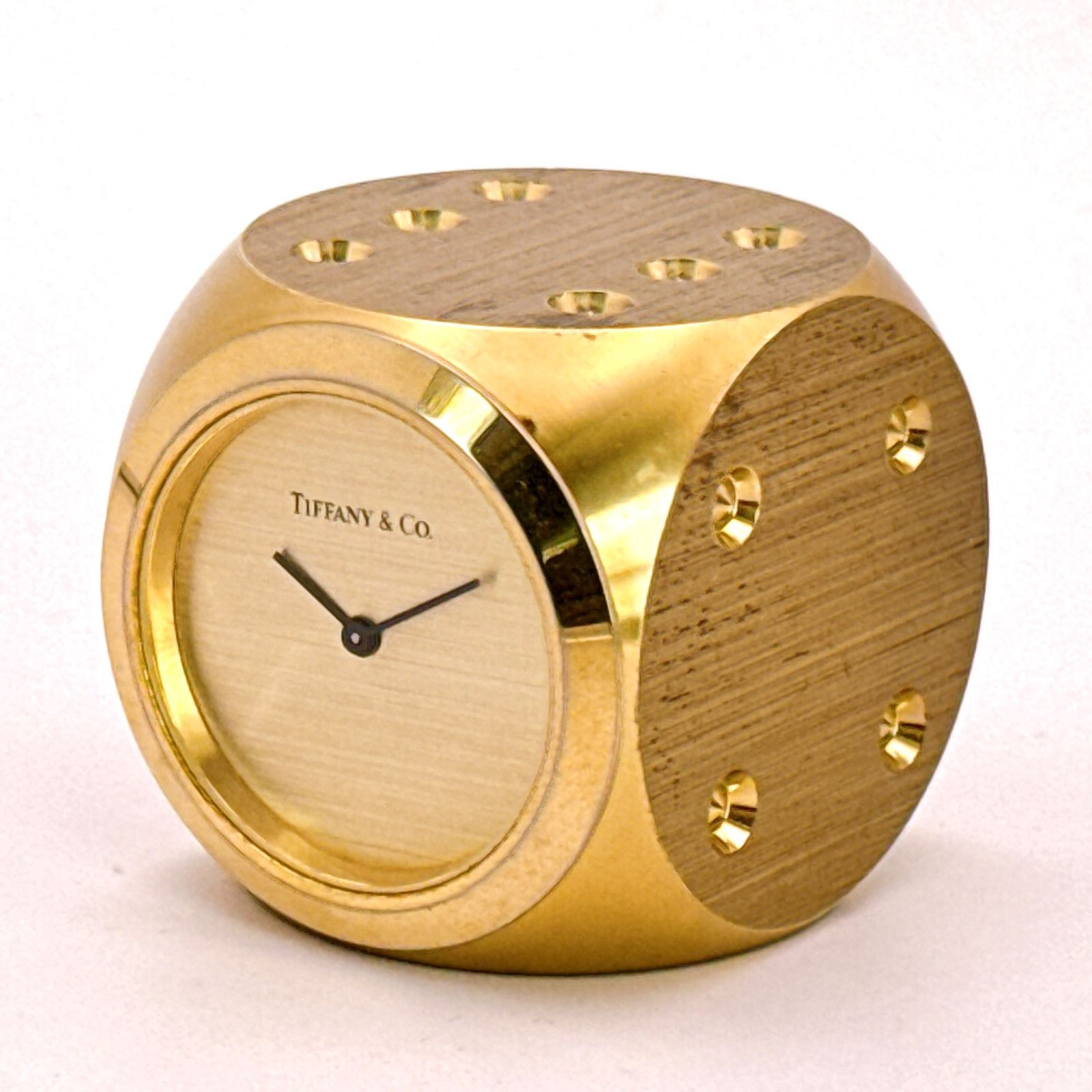 A090【電池交換済】Tifany&Co ティファニー ダイステーブルクロック