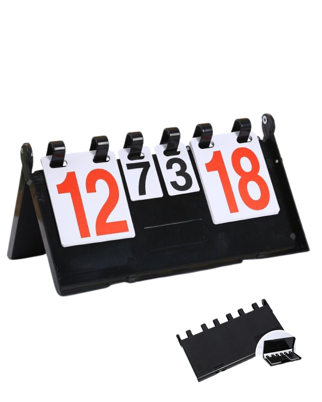 [alldeblue]スコアボード 卓球 幅38×高さ21 6桁 セット数表示対応 折りたたみ 軽量 コンパクト スポーツ対応(黒赤) 