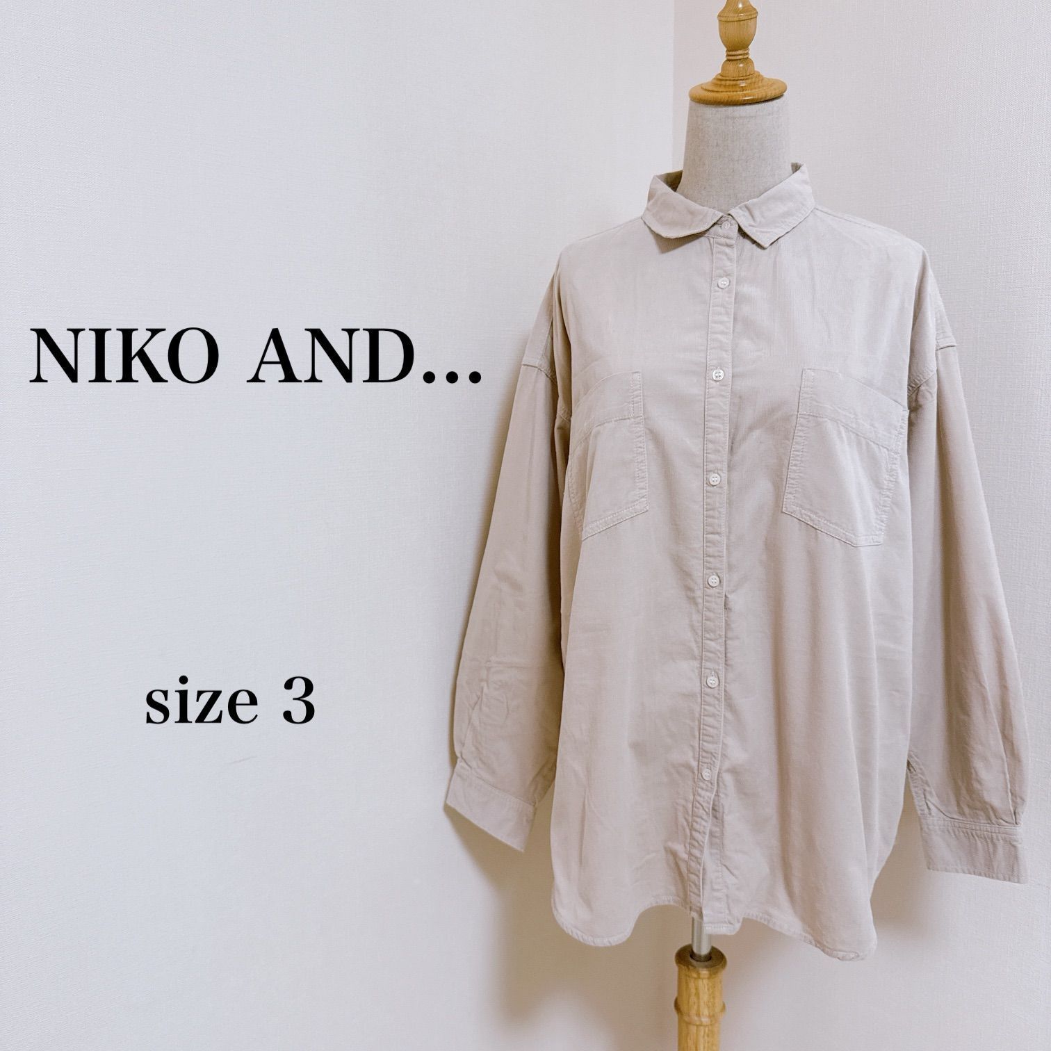 NIKO AND ニコアンド トップス シャツ 長袖 厚手 ベージュ オーバー 