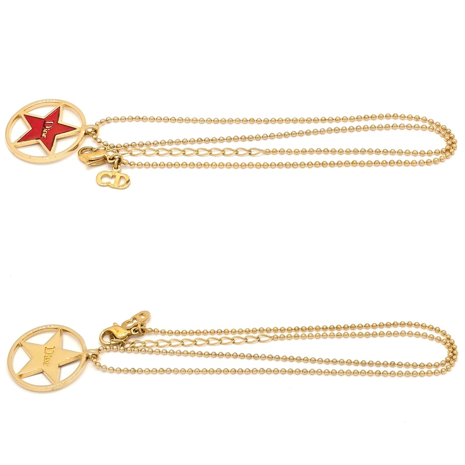 Dior ディオール ネックレス トロッター レッド シルバー ロゴ 【公式