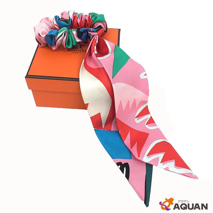 【美品】HERMES ベッラ シュシュ シルク ヘアアクセサリー マルチカラー HERMES エルメス シュシュ ベッラ Bella ヘアゴム ヘアアクセサリー